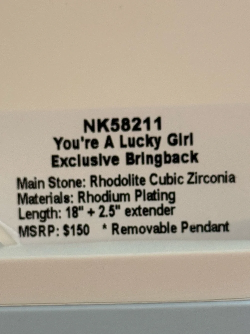 Bomb Party OG Necklace “You’re A Lucky Girl” Brand New! #112